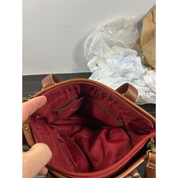 Vintage Fossil Red Pebbled Leather Purse Shoulder Bag - Picture 9 of 13